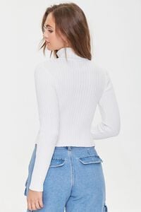 WHITE Ribbed Half-Zip Sweater, image 3