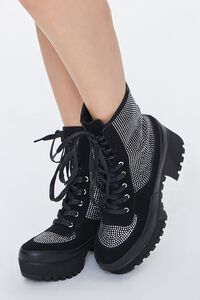 Faux Suede Rhinestone Ankle Boots, image 1
