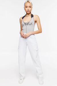 GREY/BLACK Butterfly Graphic Halter Top, image 4