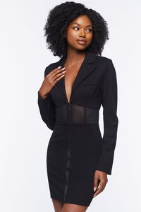 BLACK Mesh Cutout Blazer Mini Dress, image 1