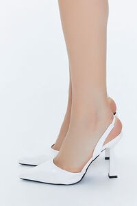 WHITE Faux Patent Leather Slingback Heels, image 2