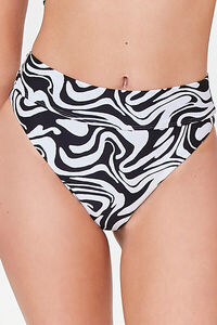 WHITE/BLACK Abstract Print Bikini Bottoms, image 2