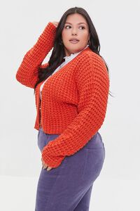 DARK ORANGE Plus Size Textured Cardigan Sweater, image 2