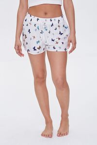 WHITE/MULTI Butterfly Print Lounge Shorts, image 2
