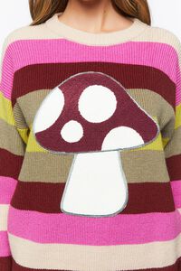 TAN/MULTI Mushroom Graphic Striped Sweater, image 5