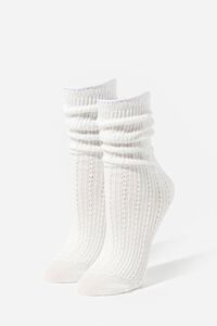 Pointelle Knit Crew Socks, image 1