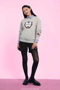 HEATHER GREY/MULTI XO Kitty Hello Kitty Embroidered KISS Pullover, image 4
