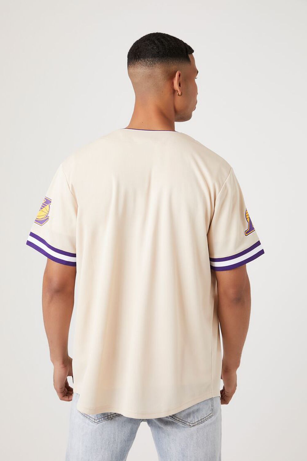TAUPE/MULTI Embroidered Los Angeles Lakers Jersey, image 3