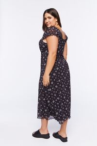 BLACK/MULTI Plus Size Floral Puff-Sleeve Midi Dress, image 4