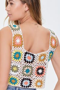 CREAM/MULTI Crochet Floral Crop Top, image 3