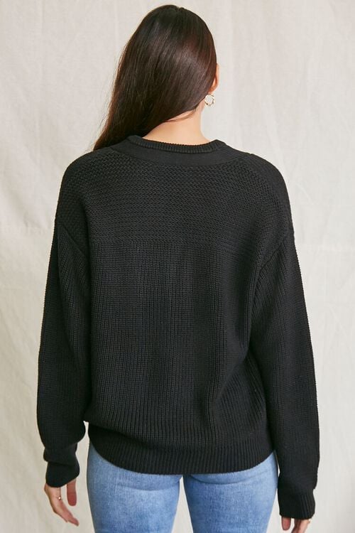 BLACK Purl-Yoke Buttoned Sweater, image 3