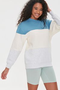 BLUE/WHITE Colorblock Fleece Pullover, image 1
