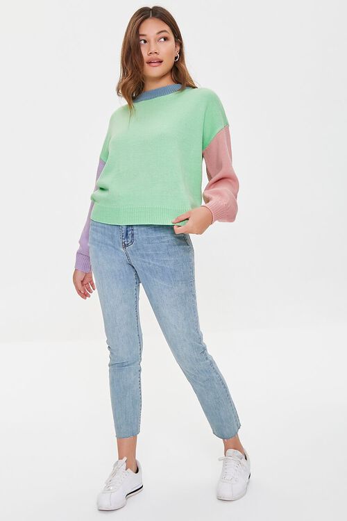GREEN/MULTI Colorblock Drop-Sleeve Sweater, image 5