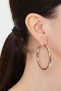 GOLD Upcycled Etched Hoop Earrings, image 1