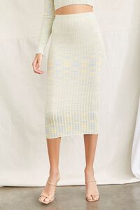 BLUE/YELLOW Marled Crop Top & Pencil Skirt Set, image 5