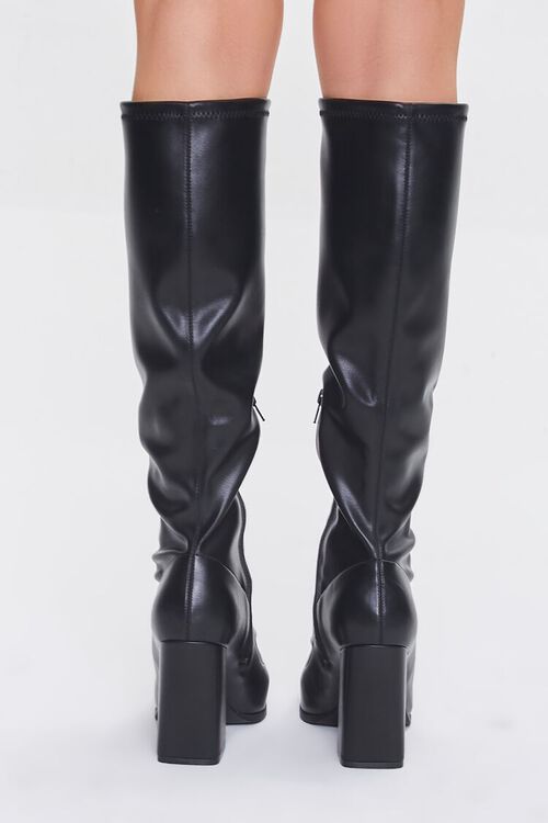 BLACK Faux Leather Calf-High Boots, image 3