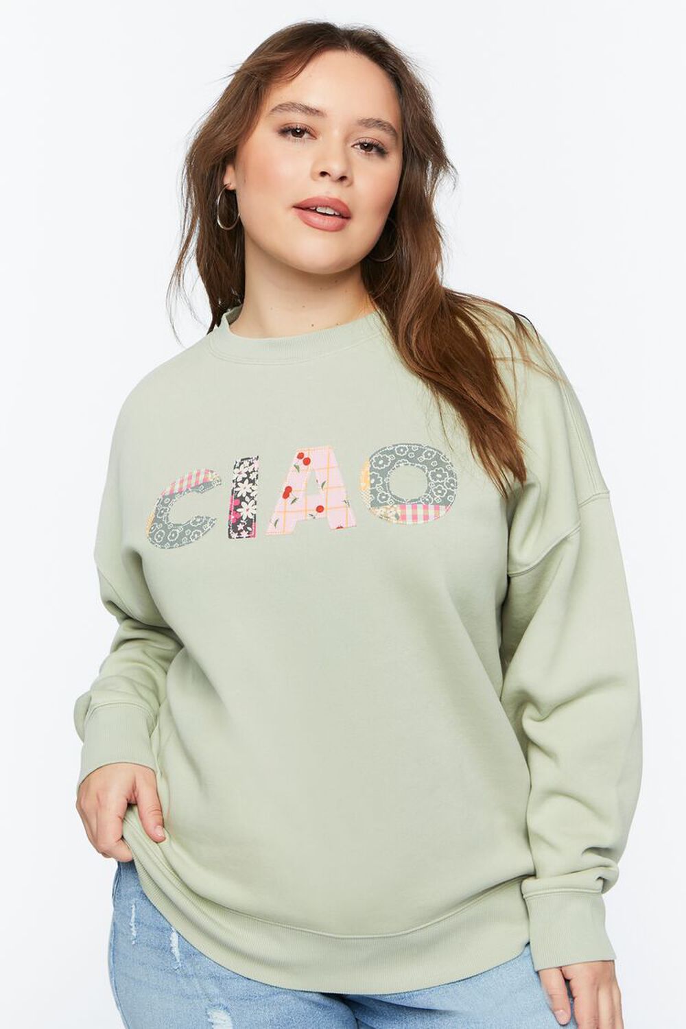 SAGE/MULTI Plus Size Reworked Ciao Graphic Pullover, image 1