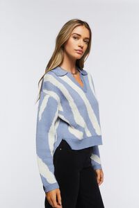 BLUE/CREAM Abstract Split-Neck Sweater, image 2