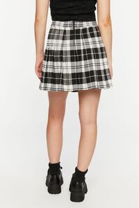 BLACK/WHITE Pleated Plaid A-Line Mini Skirt, image 4