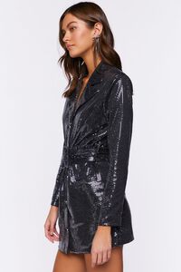 BLACK/SILVER Sequin Belted Blazer Mini Dress, image 2