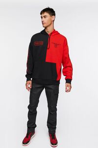 BLACK/RED Colorblock Graphic Embroidered Hoodie, image 5