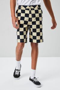 BLACK/KHAKI Checkered Pocket Shorts, image 2