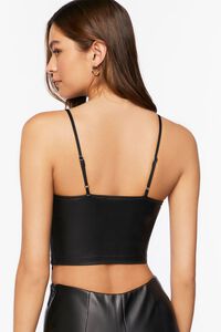 BLACK Faux Leather Sweetheart Cropped Cami, image 3