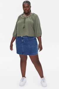 OLIVE Plus Size Textured Peasant Top, image 4