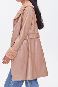 TAUPE Belted Faux Leather Jacket, image 2