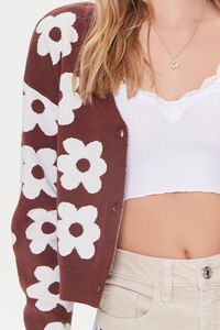BROWN/CREAM Floral Print Cardigan Sweater, image 5