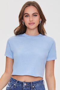 BLUE Cutout Cropped Tee, image 1