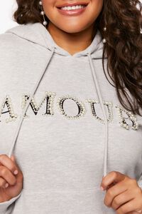 GREY/MULTI Plus Size Faux Pearl Amour Hoodie, image 5