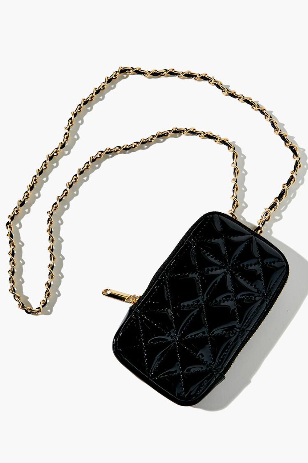BLACK Faux Patent Leather Mini Crossbody Bag, image 1