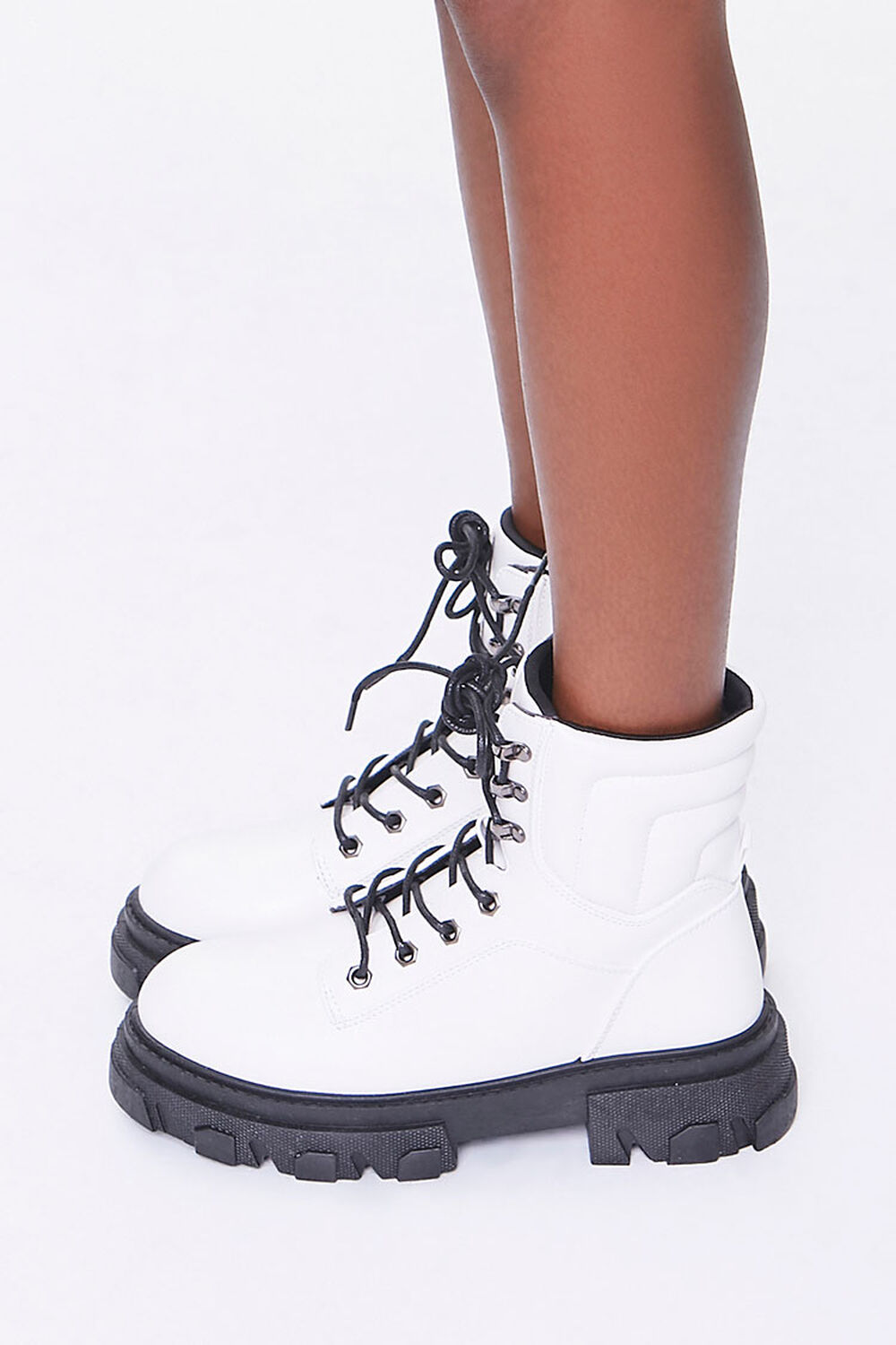 WHITE Quilted Platform Ankle Booties, image 2