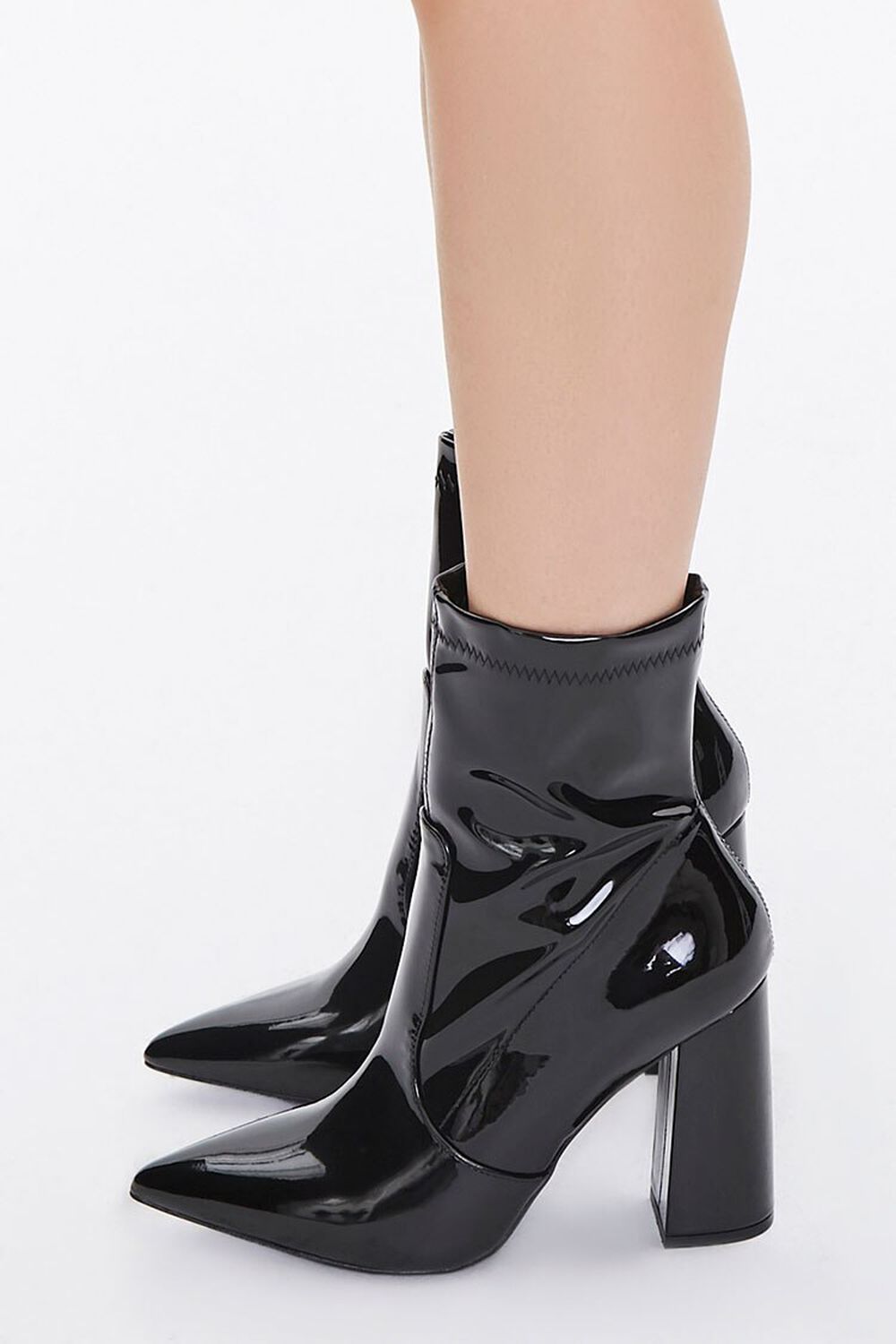 Faux Patent Leather Sock Booties, image 2