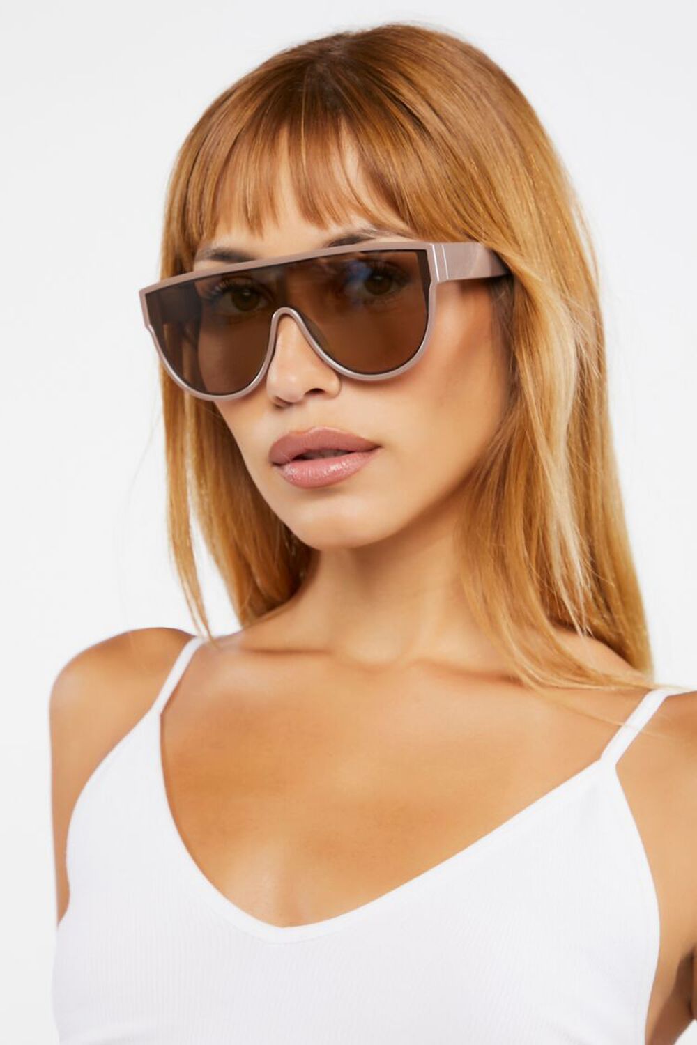 MAUVE/SILVER Tinted Shield Sunglasses, image 1
