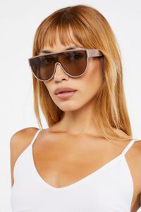 MAUVE/SILVER Tinted Shield Sunglasses, image 1