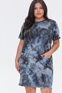 BLACK/MULTI Plus Size Tie-Dye T-Shirt Dress, image 2