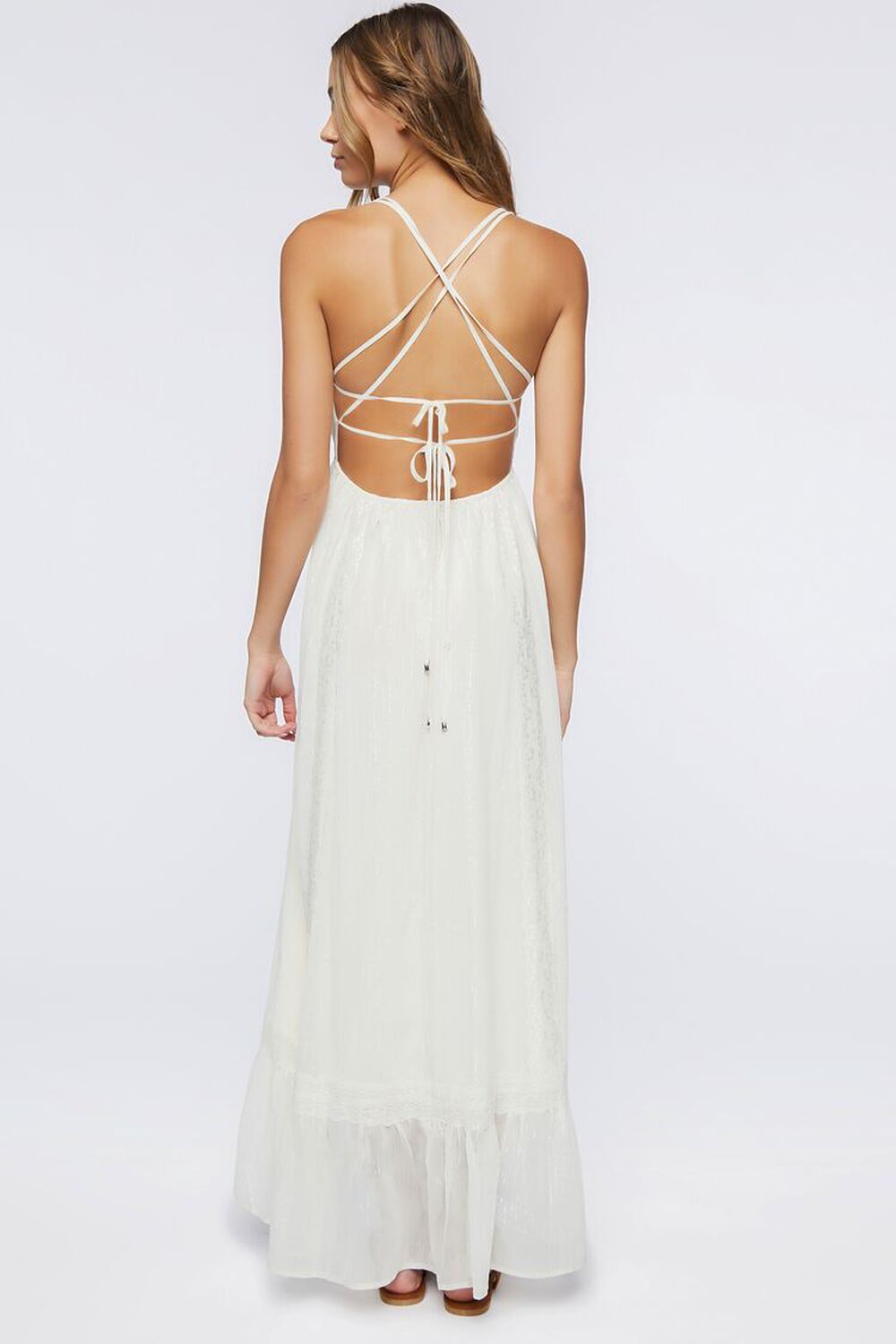 VANILLA Crisscross Lace-Trim Maxi Dress, image 3