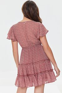 RUST/CREAM Tiered Speckle Print Mini Dress, image 3