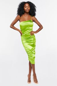 GREEN APPLE Satin One-Shoulder Midi Dress, image 4