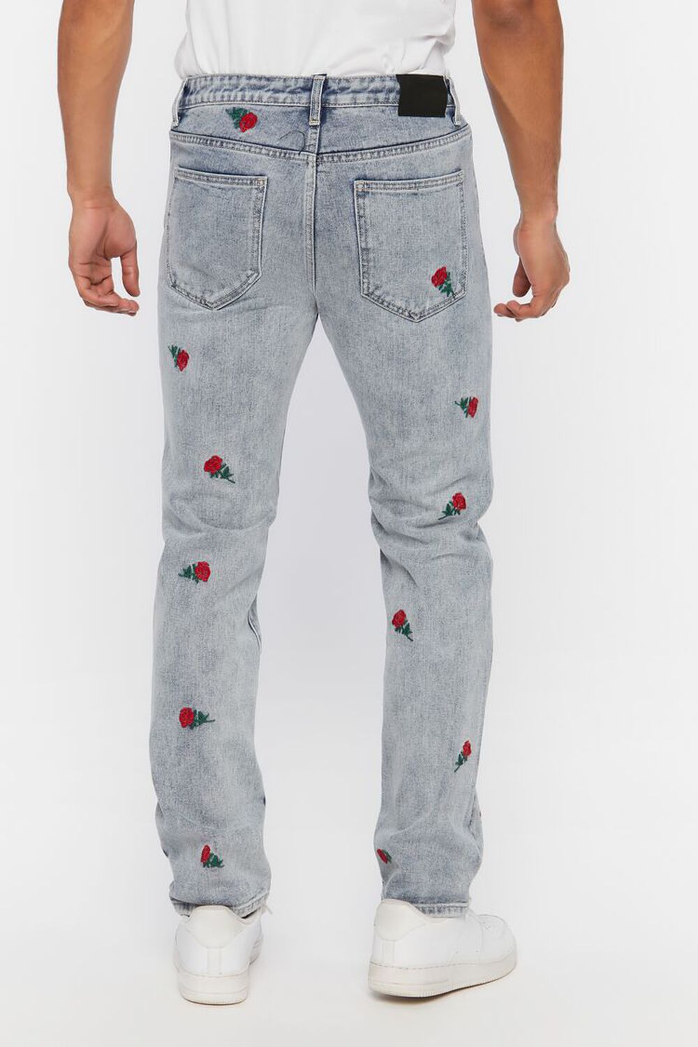 LIGHT DENIM Rose Embroidered Slim-Fit Jeans, image 3