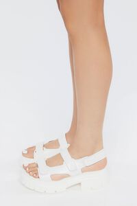 WHITE Faux Leather Lug Platform Sandals, image 2