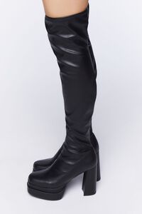 BLACK Faux Leather Over-The-Knee Platform Boots, image 2