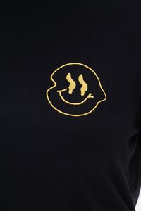 BLACK/YELLOW Plus Size Embroidered Happy Face Tee, image 5