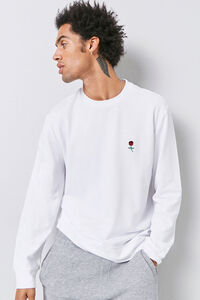WHITE/RED Embroidered Rose Sweatshirt, image 1