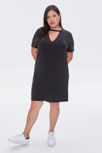 BLACK Plus Size Cutout T-Shirt Dress, image 4