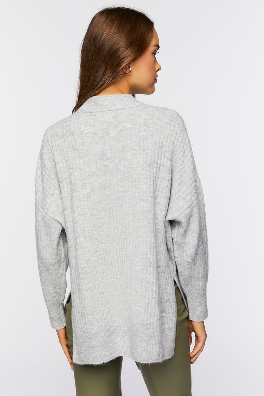 HEATHER GREY Mock Neck Drop-Sleeve Sweater, image 3
