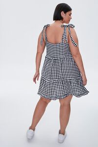 BLACK/CREAM Plus Size Gingham Mini Dress, image 2