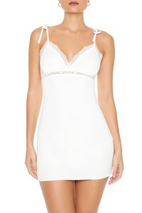 WHITE Lace-Trim Tie-Strap Mini Dress, image 5